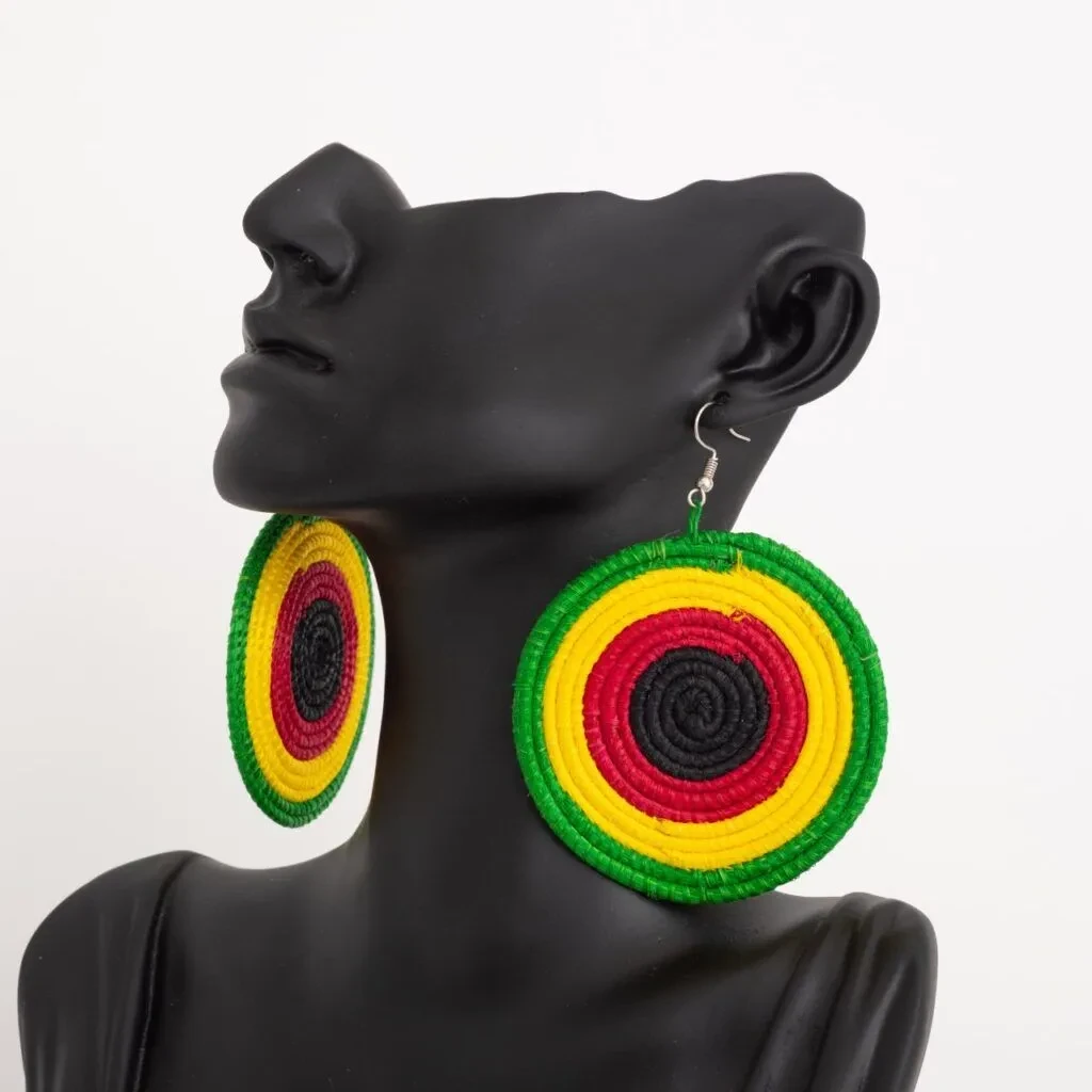 Africana Wooven Sisal Earrings In Bright Color Tri Color 1280x1280px 1024x1024
